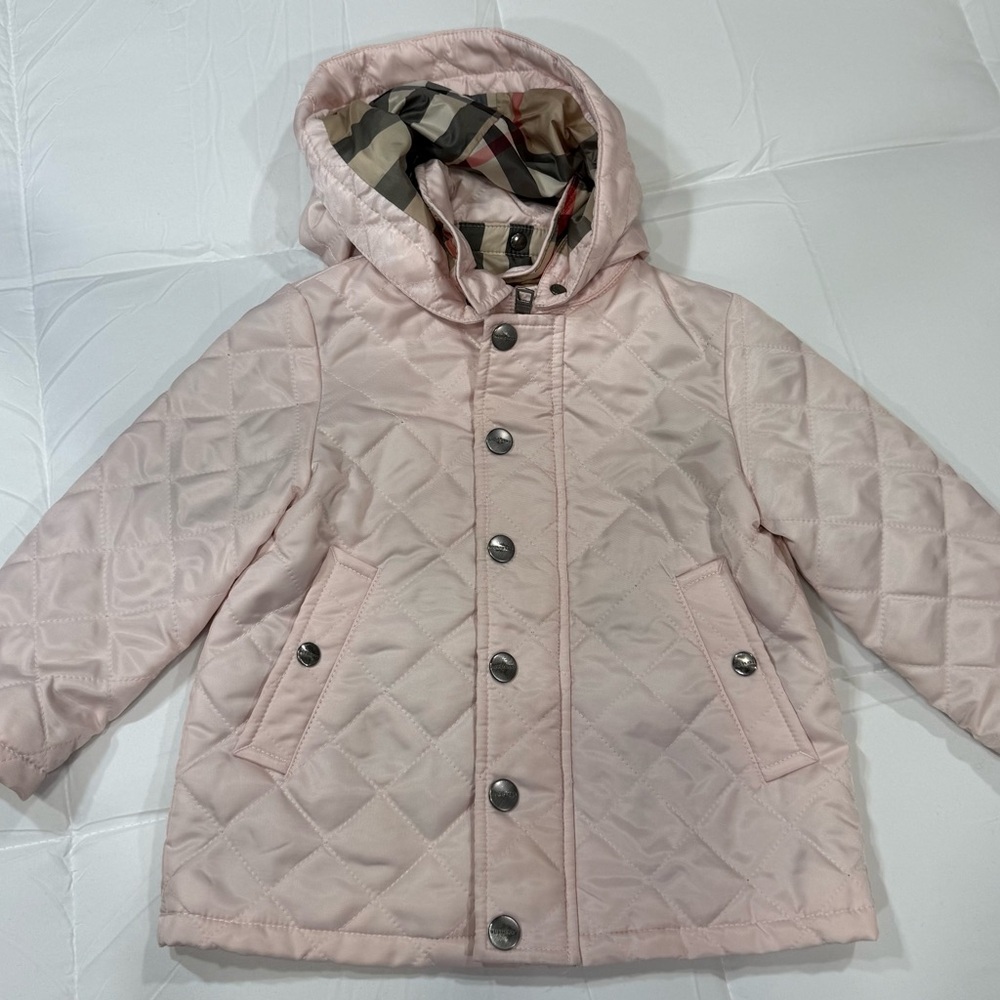 Burberry Light Pink Quilted Kids Puffer Jacket